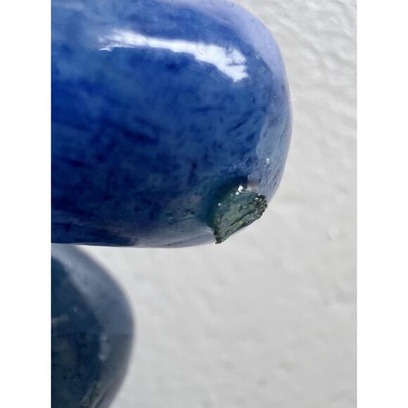 Vintage Blue Alabaster Marble Grapes Bunch Rare Carved Italy Green Stone Leaves - Picture 12 of 13